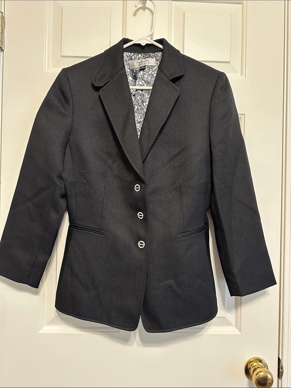 Women's Black Herringbone Tailored Blazer